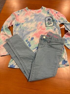 SO Pastel Tie-Dye Oversized Long Sleeve Tee - Pink, Blue, Mint and jeans